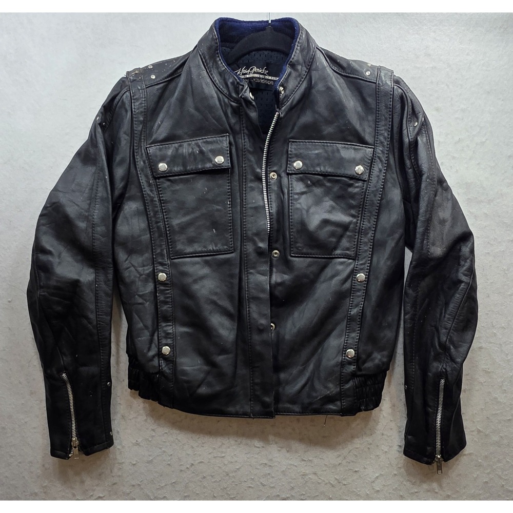 Hein Gericke Vintage Harley-Davidson Women's Black Leather Full Zip Coat. Sz 38W - Picture 2 of 8